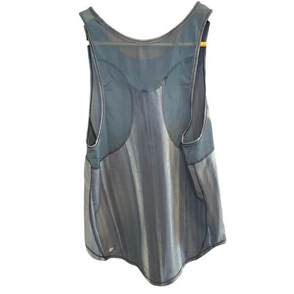 Lululemon Women 6 Sculpt Tank Brushed Spray‎ Dye White Code Blue Mesh Back Long - Picture 5 of 12